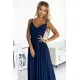299-10 CHIARA eleganta maxi kleita ar lencītēm - tumši zila ar spīguļiem